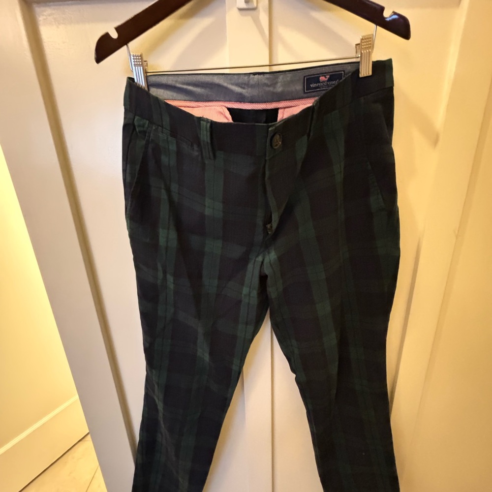 Green and Blue Plaid Chinos Vineyard Vines 33-30